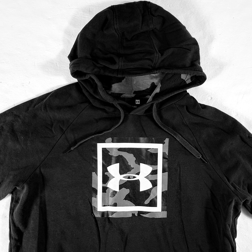 Under Armour Mens XL Black Camo Logo Hoodie‎ Sweatshirt Camo Graphic Pullover
